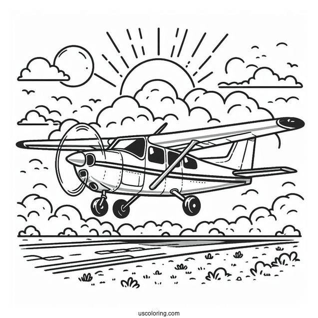 Coloring Page Of Private Plane Landing