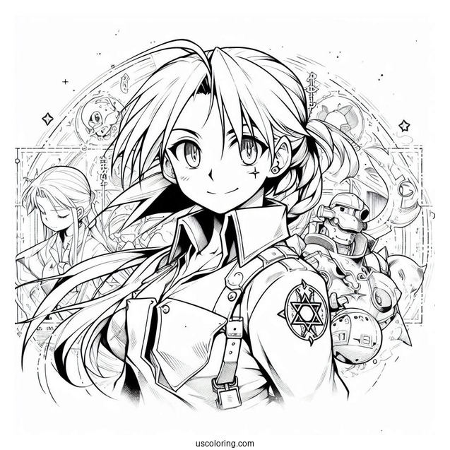 Detailed Fullmetal Alchemist Anime Coloring Page