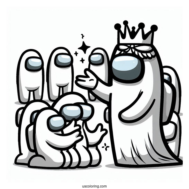 Among Us Queen With Begging Crewmates