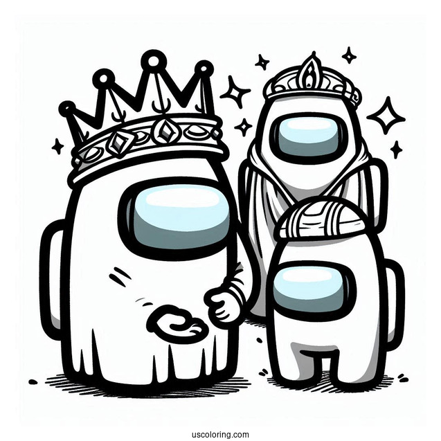 Among Us Queen With Begging Crewmates