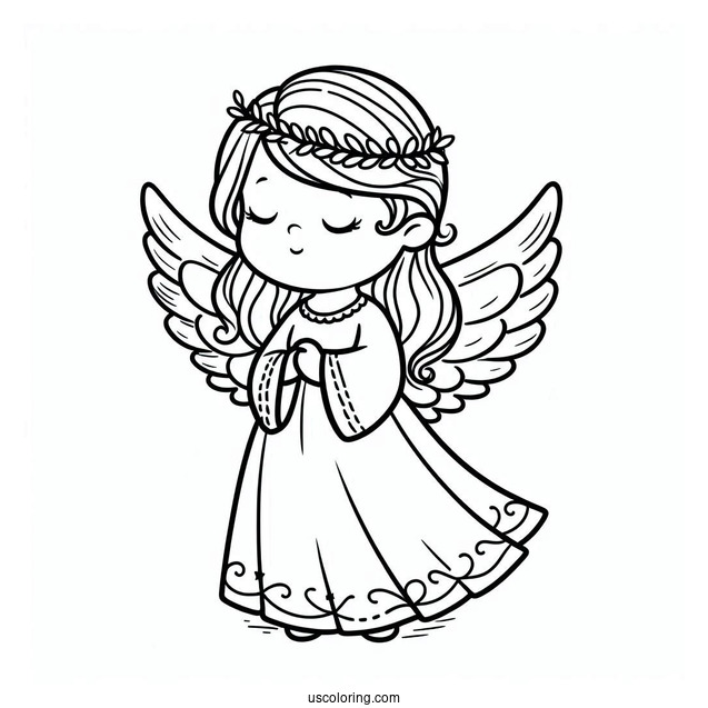 Easy Outline Of An Adorable Angel To Color