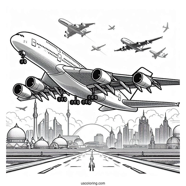 Boeing A380 Plane Taking Off From Airport