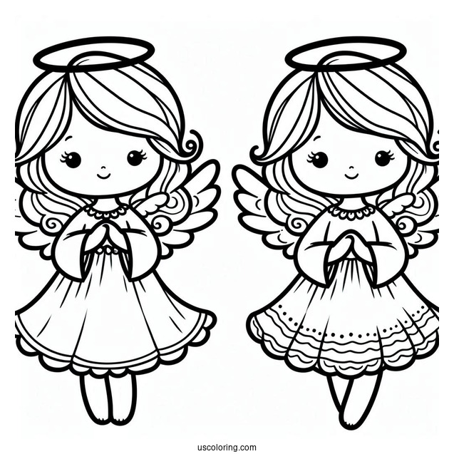 Easy Outline Of An Adorable Angel To Color