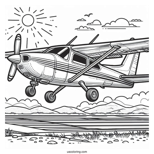 Coloring Page Of Private Plane Landing
