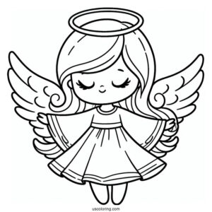 Easy Outline Of An Adorable Angel To Color