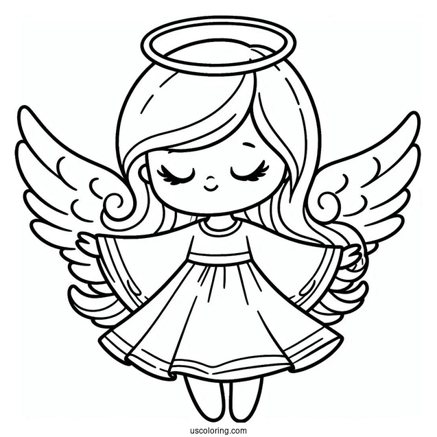 Easy Outline Of An Adorable Angel To Color