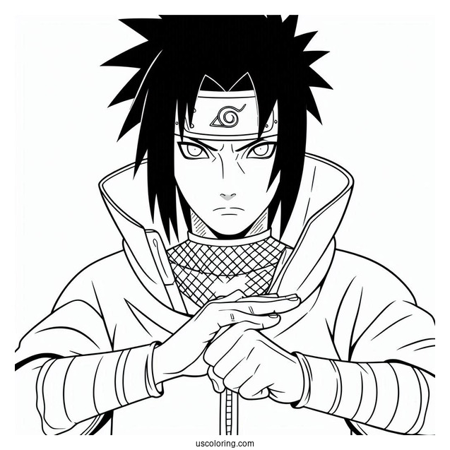 Simple Uchiha Sasuke Outline Coloring In
