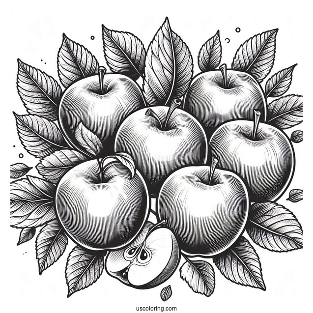 Several Granny Smith Apples To Color