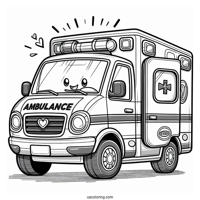 Ambulance Coloring Page With Open Doors