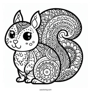 Adorable Squirrel Animal Mandala Coloring Page