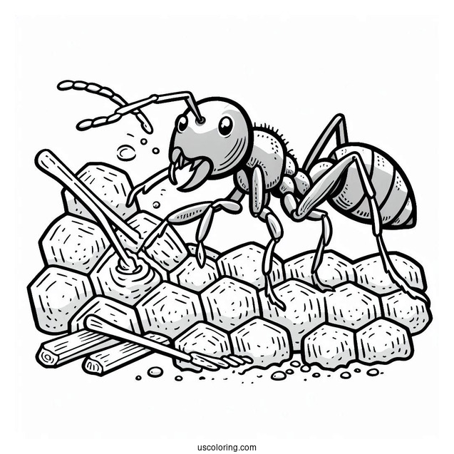 Ant Coloring Page Working Inside A Colony