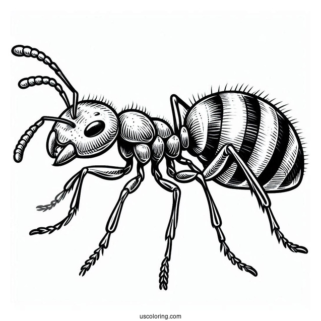 Realistic Fire Ant Coloring Page