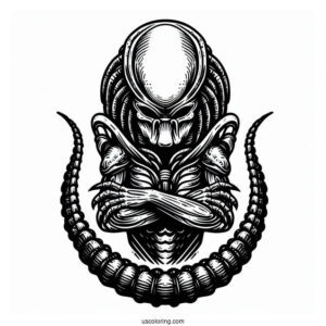Predator Alien Coloring Page For Adults