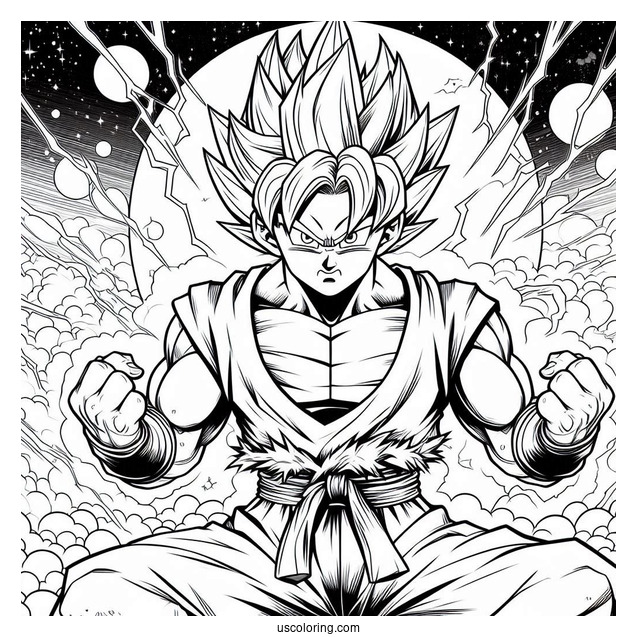 Full Page Dragon Ball Z Poster Coloring Sheet