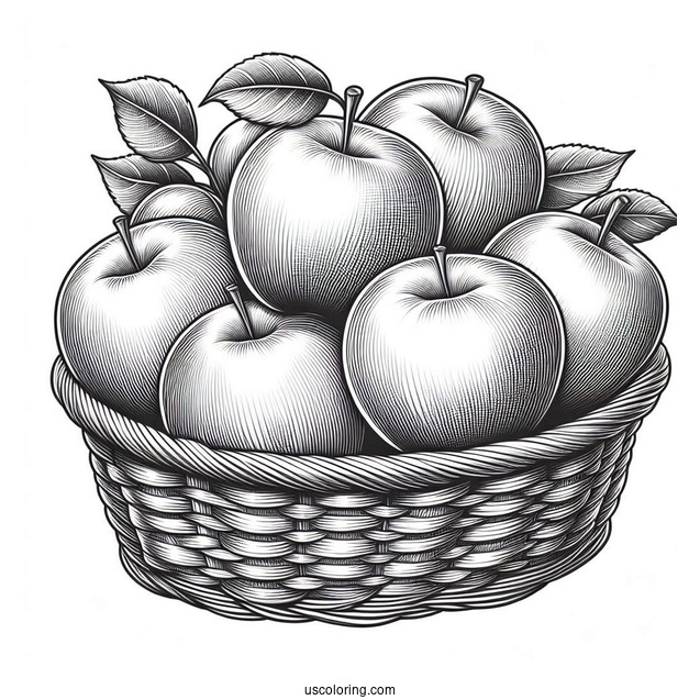 Basket Of Honeycrisp Apples To Color