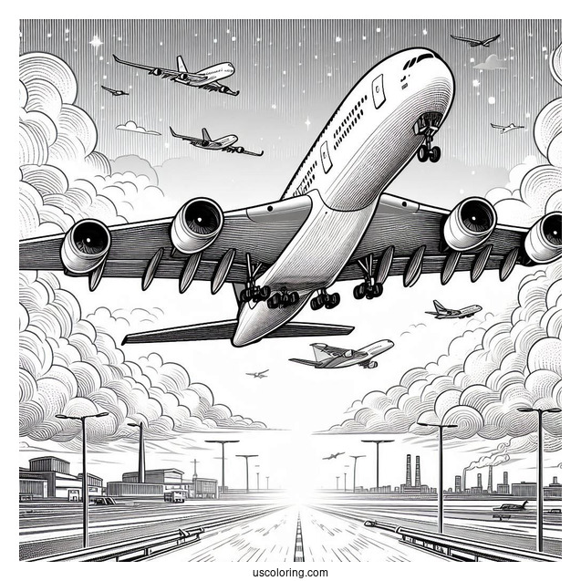 Boeing A380 Plane Taking Off From Airport