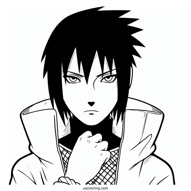 Simple Uchiha Sasuke Outline Coloring In