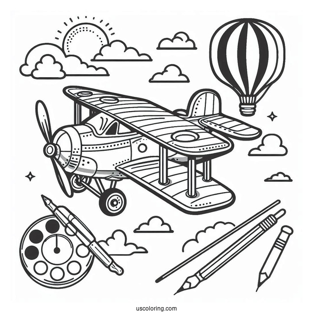 Easy Coloring Page Of A Plane