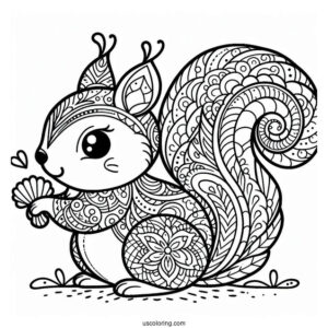 Adorable Squirrel Animal Mandala Coloring Page