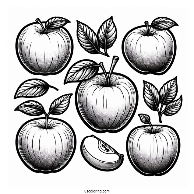 Several Granny Smith Apples To Color