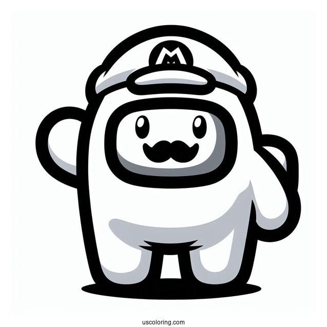Super Mario Skin Among Us Coloring In