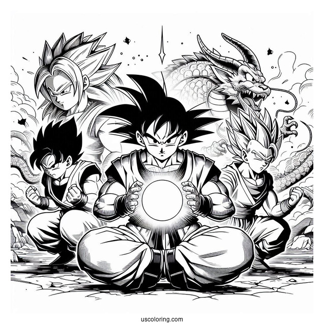 Full Page Dragon Ball Z Poster Coloring Sheet