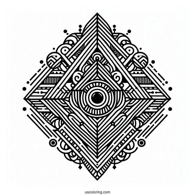 Geometric Abstract Coloring Page Art With Stripes