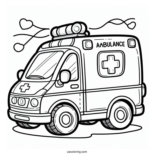 Simple Ambulance Coloring Page For Preschoolers
