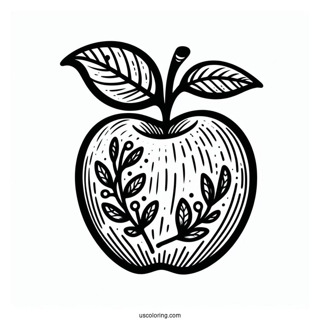Apple With Letter A Coloring Page