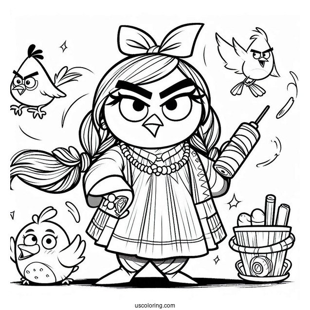 Detailed Matilda Angry Birds Coloring In