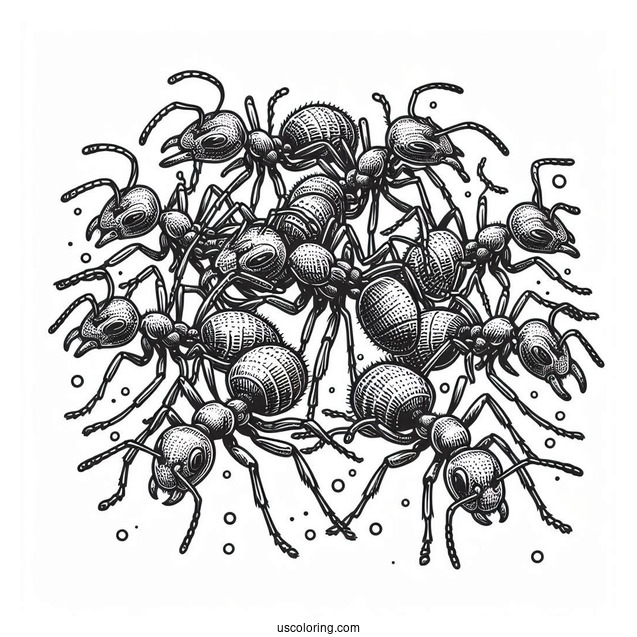 Detailed Ant Coloring Page Of Colony