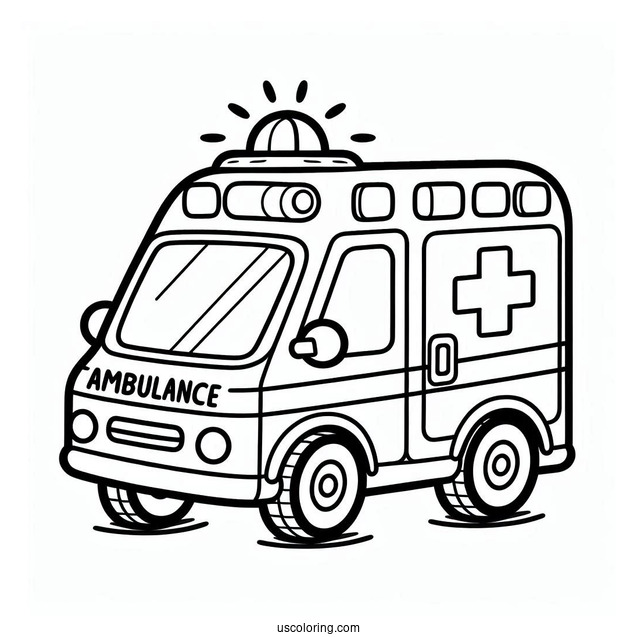 Simple Ambulance Coloring Page For Preschoolers