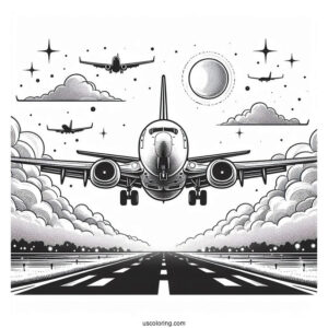 Boeing 737 Coming In For Landing Coloring Page