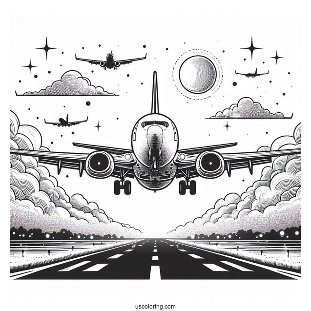 Boeing 737 Coming In For Landing Coloring Page