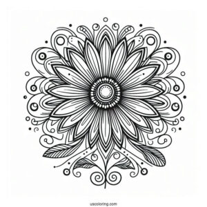 Beautiful Daisy Abstract Coloring Page