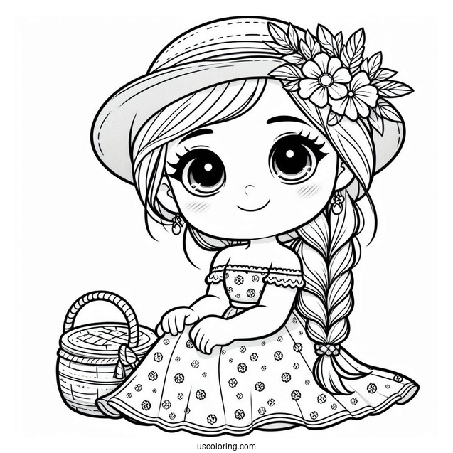 Cute Anna In Summer Clothes Coloring Page For Kids