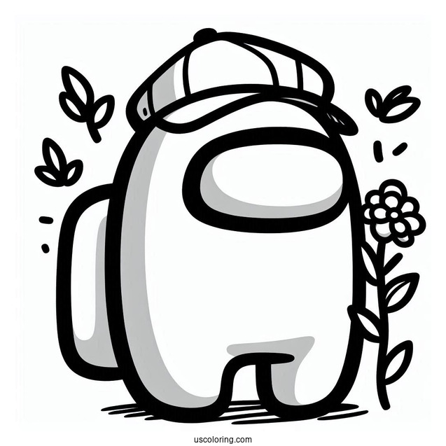 Coloring Page of Among Us Imposter With Hat