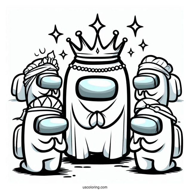 Among Us Queen With Begging Crewmates