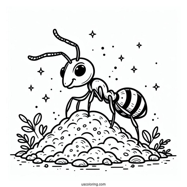 Ant Coloring Page Creating A Hill