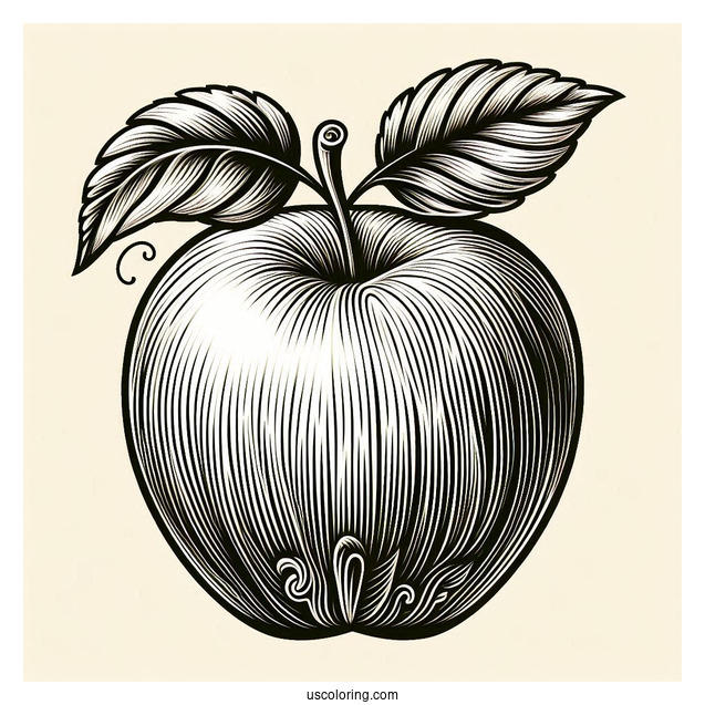 Detailed Golden Delicious Apple Coloring Page