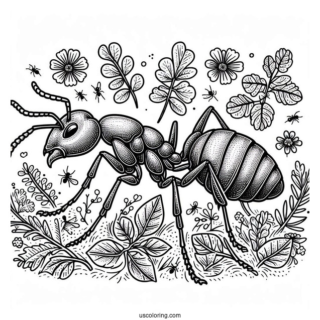 Detailed Ant Coloring Page Of Colony