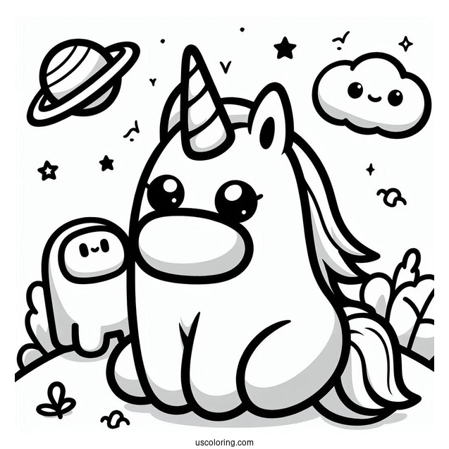 Cute Unicorn Among Us to Color