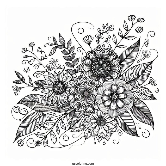 Floral Abstract Coloring Page