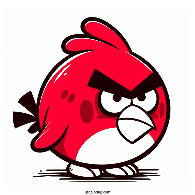 Easy Outline of Red Angry Bird