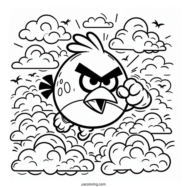 Angry Birds Red In The Clouds Coloring Sheet