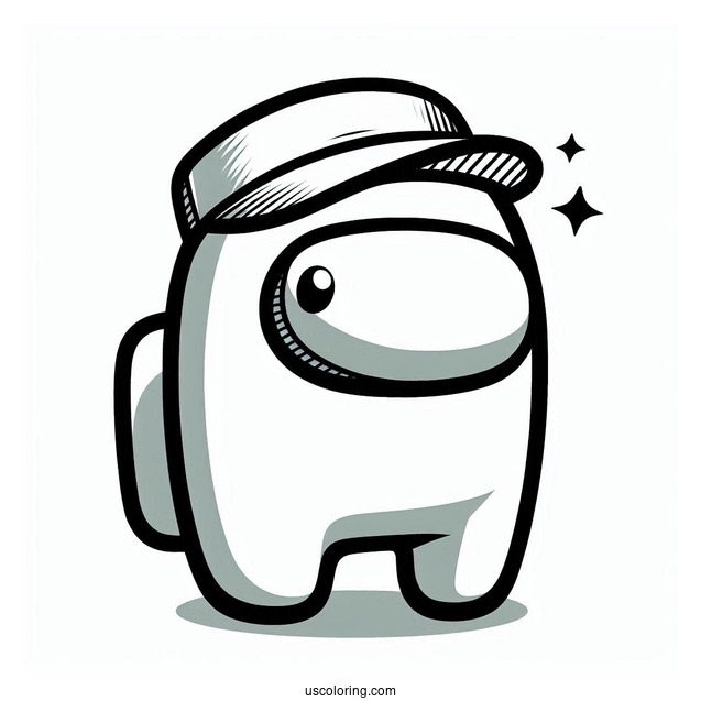 Coloring Page of Among Us Imposter With Hat