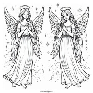 Realistic Looking Divine Angel To Color