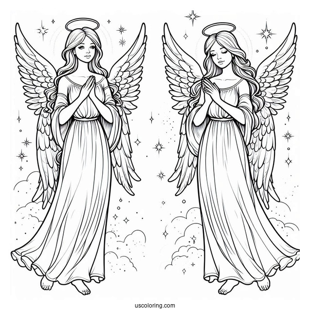 Realistic Looking Divine Angel To Color