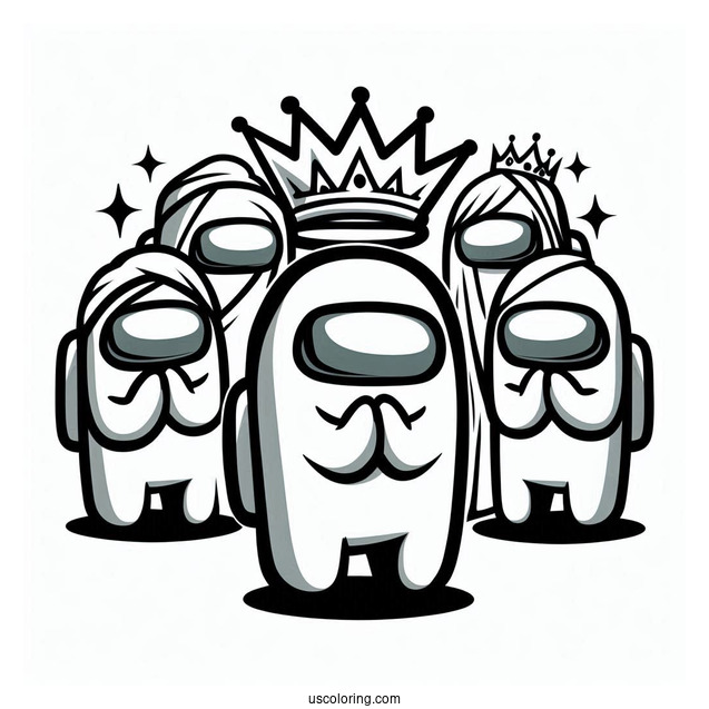 Among Us Queen With Begging Crewmates