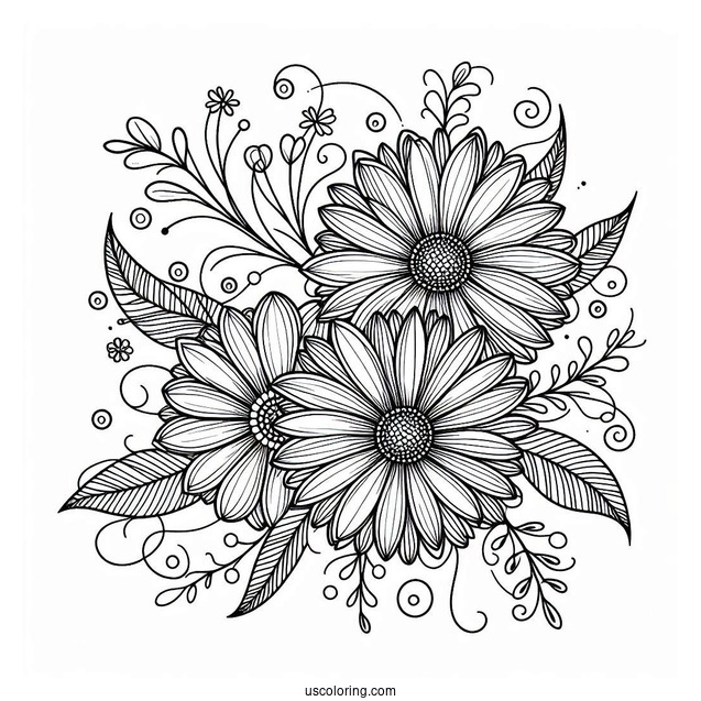 Beautiful Daisy Abstract Coloring Page